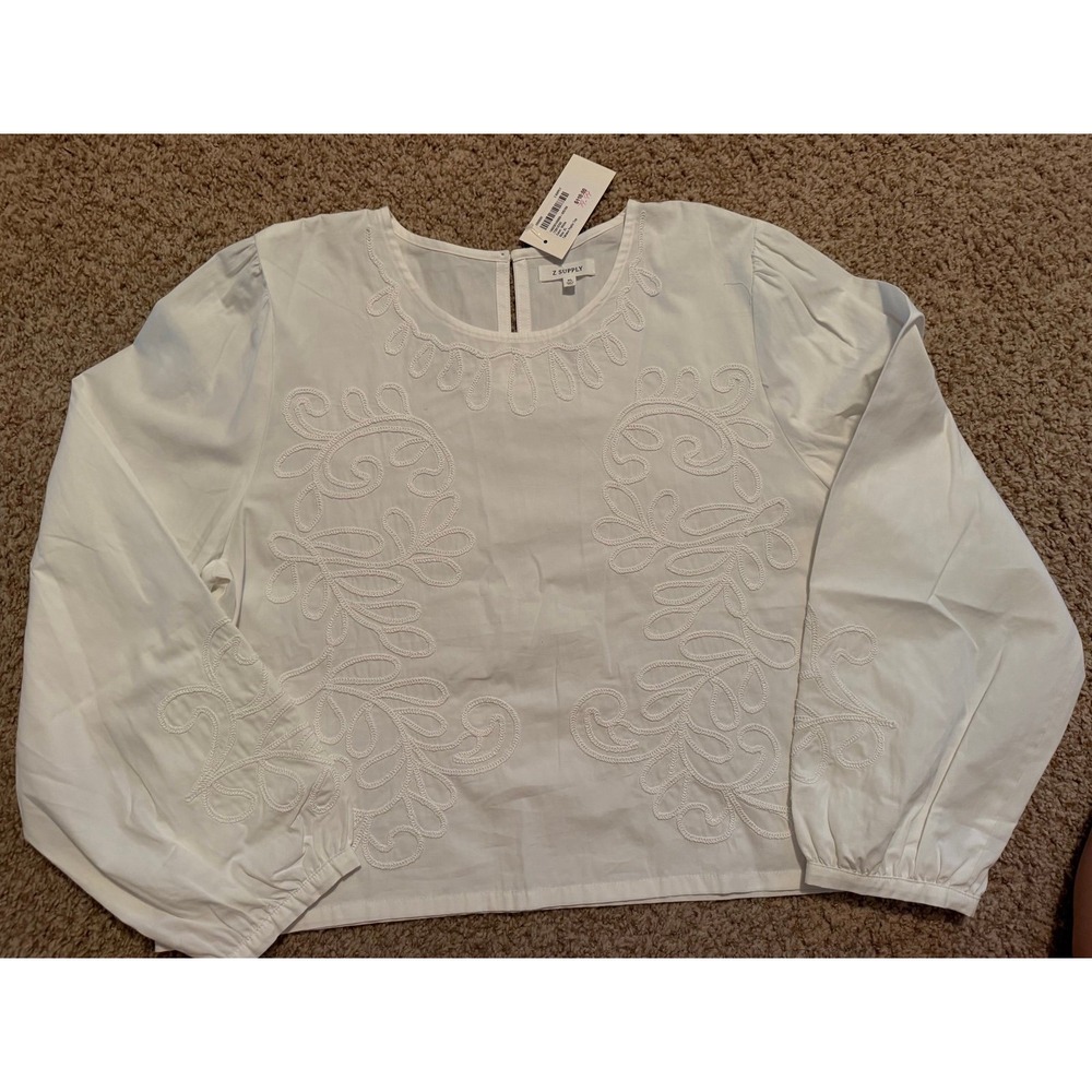 Z Supply Women's Tatiana Poplin top in White Size xL